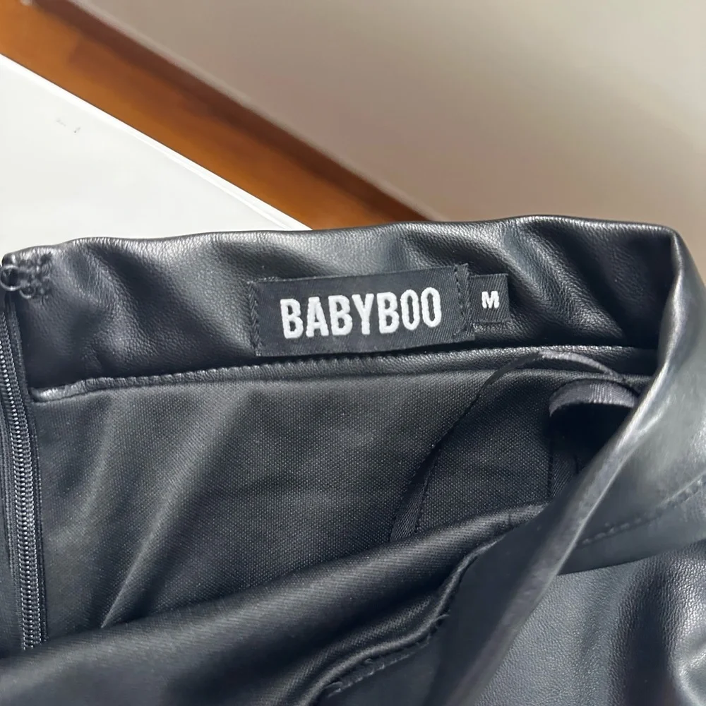 Faux Leather Black Mini Skirt - Picture 3 of 3